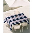 thumbnail image 3 of 54x80 Inch Outdoor Tablecloth with Umbrella Hole Zipper Rectangle Navy Blue Pink Striped Rectangular Tablecloths Outside Waterproof Gradient Horizontal Lines Patio Table Cloth Cover for Picnic Party, 3 of 8