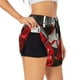thumbnail image 1 of Balery Red Wine Rose Pantalones cortos deportivos para mujer con forro y dos bolsillos, elásticos, para entrenamiento, gimnasio, yoga-Medium, 1 of 7