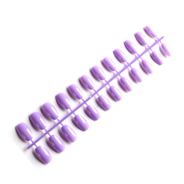 Vogacara 24 piezas de uñas postizas de ataúd resistentes a los arañazos de bailarina corta coloridas uñas acrílicas artificiales de color sólido DIY Juegos de manicura 26 morado claro Vogacara CE011412-26