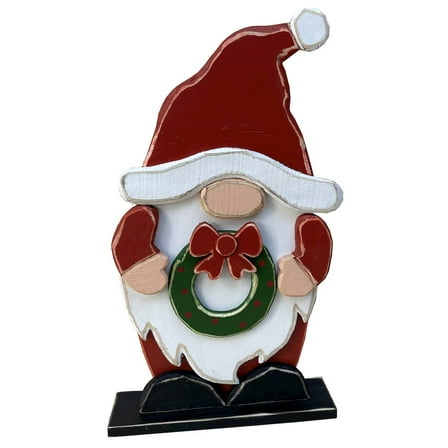 Hi-Line Gift Ltd. Medium Wooden Gnome Christmas Decor Indoor Outdoor Use