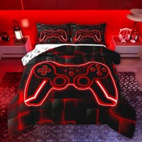 Castle Fairy Kids Children Hexagon Gamer Twin Comforter Sets,Video Game Bedding Set