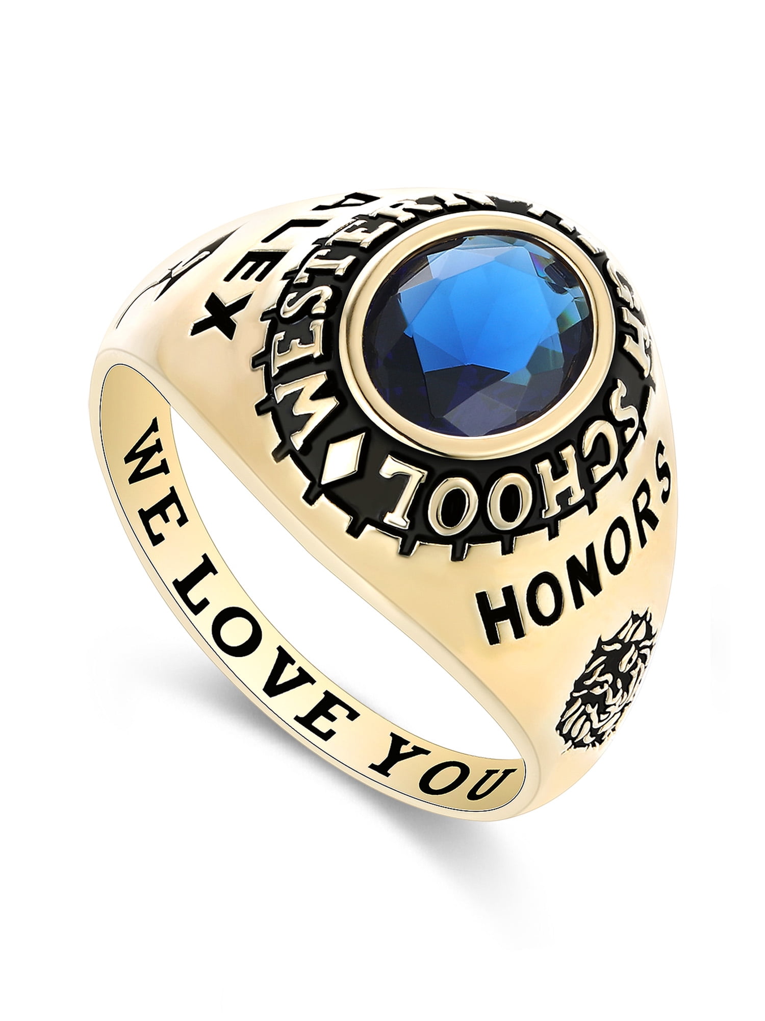 Mementos USA Custom Men's Class Rings 10kt Yellow Gold for High School and College-Classic