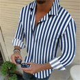thumbnail image 1 of Camisa de rayas verde gris para hombre, de manga larga, con solapa, moderna, sencilla, informal, cómoda, de tela de alta calidad para hombre, 1 of 6