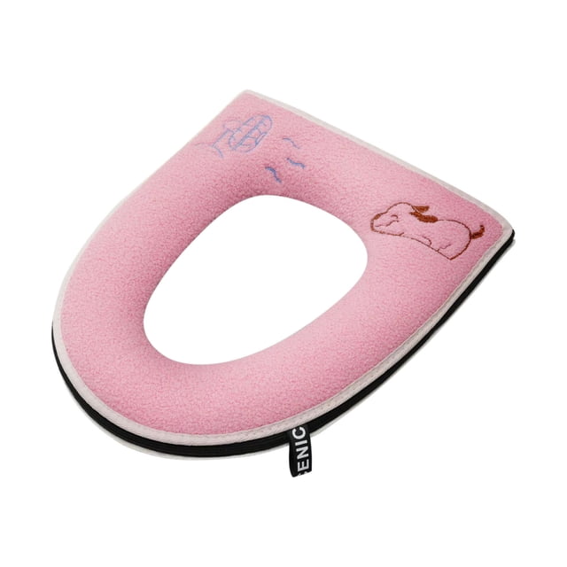 Cojín de Espuma para Asiento de Inodoro, Suave, Acolchado y Cálido, para Inodoros Redondos y Alargados | Funda Lavable con Cremallera Extraíble y Puntos Antideslizantes | Bonita Decoración Bordada pa