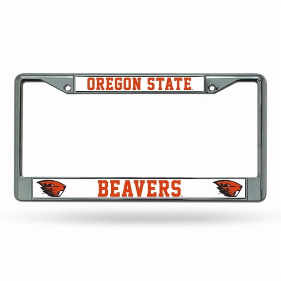 Oregon State NCAA Beavers - 12" x 6" Standard Size - Chrome Metal License Plate Frame