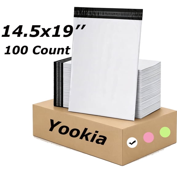 100Pcs Large Poly Mailers, 14.5x19 inch Waterproof and Tear-Proof Self Adhesive Large Shipping Bags, Strong Thick Mailing Bags for Clothing, Small Business