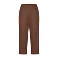 thumbnail image 3 of ShomPort Wide Leg Capris For Women Elastic Waist Capri Sweatpants With Pocket Split Hem Lightweight Casual Work Cropped Trousers, 3 of 7