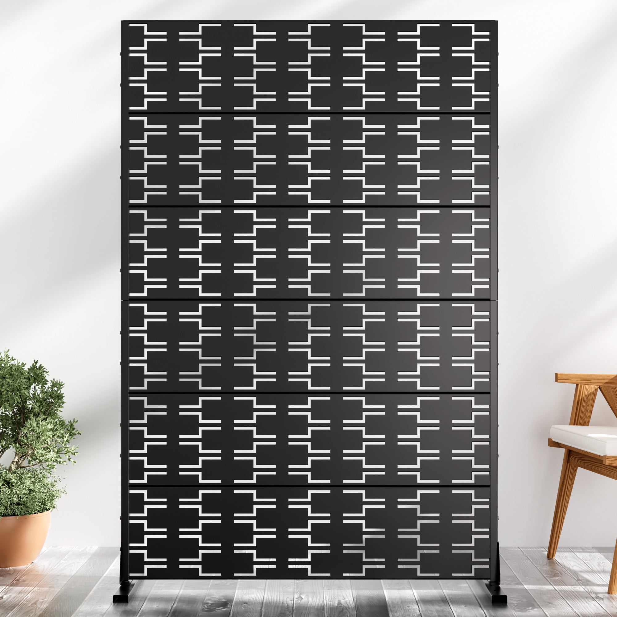 MAYEERTY Modern Steel Panel – Multi-Purpose Galvanized Room Partition,Bricks,Black