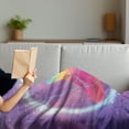 thumbnail image 3 of Indie Soft Flannel Fleece Throw Blanket, Human Silhouette Lotus Position Triangles Circles Galaxy Yoga, Cozy Plush for Indoor and Outdoor Use, 70" x 90", Lavender Pink Blue, by Ambesonne, 3 of 5