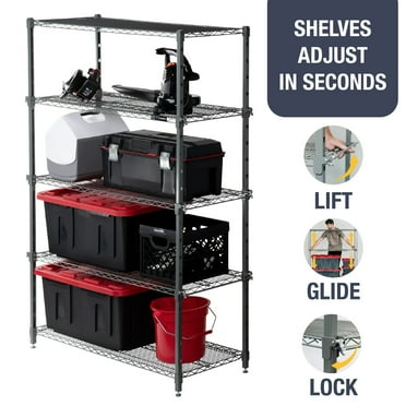 CleverMade 5-Tier EASE Storage Shelving Unit, Easy Adjust Wire Shelving