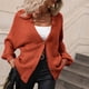 thumbnail image 2 of Mujeres casual knit cardigan suéter V Masajeadores de cuello botón hasta Batwing manga larga suelta hem oversized Outwear naranja XL, 2 of 6