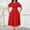*Red, variant on Women's Round Neck Puff Sleeve Belted Swing Midi Dress,Retro Cocktail Party Dress Wine,Women's Plus L