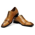 thumbnail image 4 of Santimon Yellow Brown Dress Shoes for Men Brogue Lace up Oxford Shoes Classic Pointed Toe Formal Shoes for Wedding Meeting US 7, 4 of 8
