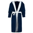 thumbnail image 4 of Capreze Men's Wrap Robe Long Sleeve Bath Robes Hoodie Dressing Gown Full Length Pajamas Fleece Nightwear Navy Blue White 5XL, 4 of 4