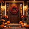 thumbnail image 6 of 18 Inch Artificial Red Wheat Fall Wreath, Autumn Harvest Wreath for Front Door Porch Wall, Thanksgiving Halloween Indoor Covered Outdoor Home Decor, 6 of 6