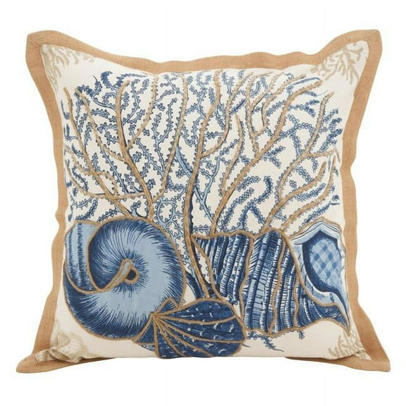 Saro Lifestyle Seashells Cotton Down Filled Throw Pillow