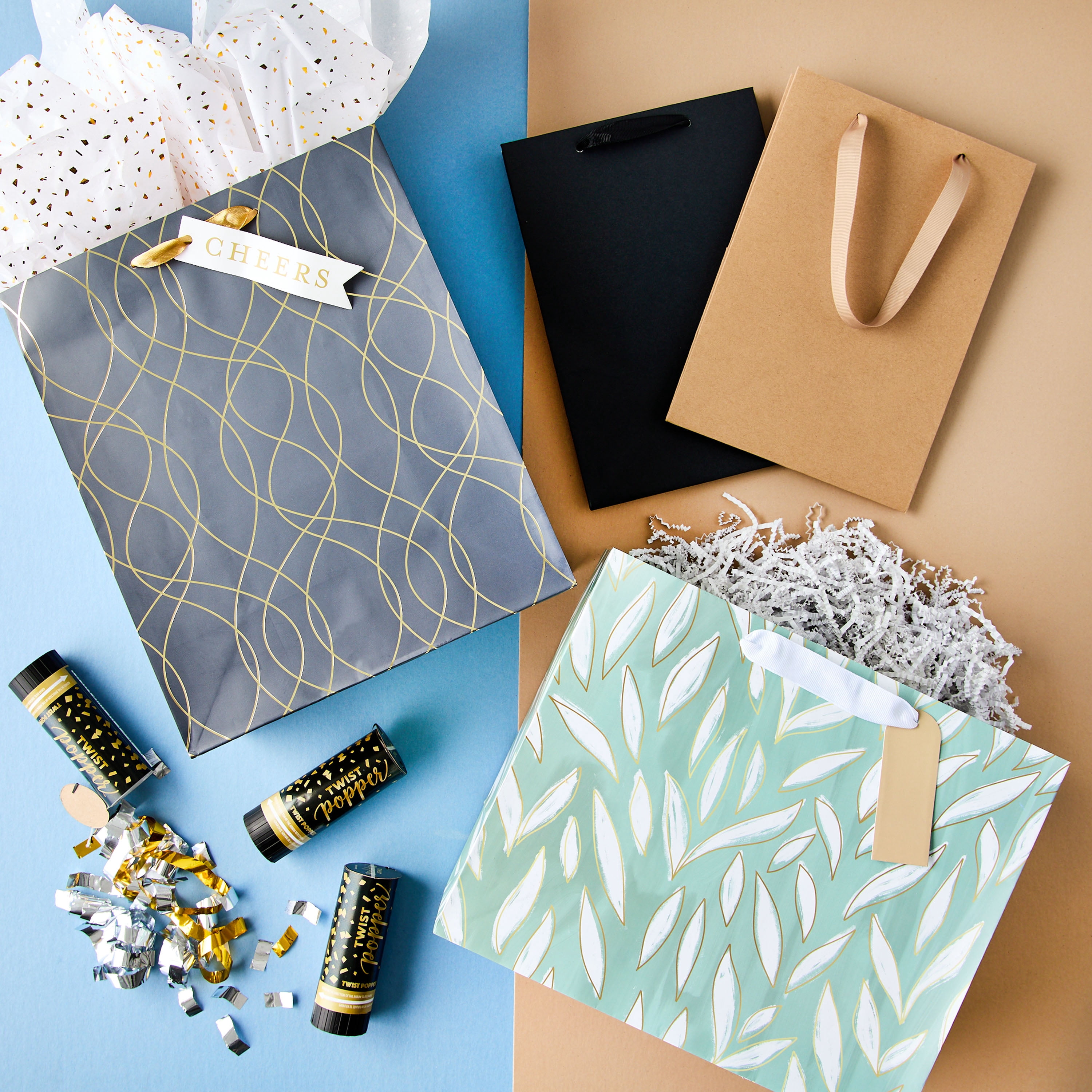 Black/Gold Paper Gift Bag, 10" x 12", by Way To Celebrate