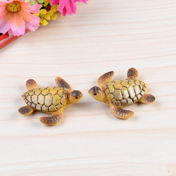 SPRING PARK 2Pcs Tortoise Miniature Dollhouse Bonsai Fairy Garden Decorative Ornament Resin
