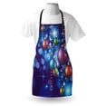 thumbnail image 3 of Christmas Apron Happy New Year Party Celebrations with Swirling Ornaments and Balls Festive Print, Unisex Kitchen Bib Apron with Adjustable Neck for Cooking Baking Gardening, Blue Gold, by Ambesonne, 3 of 3