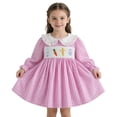 thumbnail image 4 of CUZIBR Girls Baby Classic Dresses Easter Bunny Plaid Floral Embroidery Checkered Summer A-Line Dress Peter Pan Collar Short Puff Sleeves Comfortable Casual Dress Outfit Dailywear,Pink,18-24 Months, 4 of 4