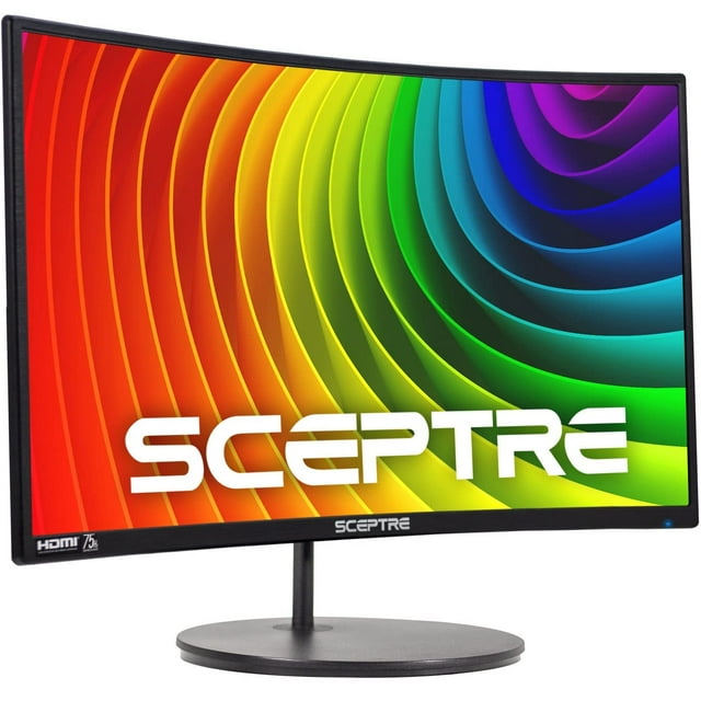 Sceptre Curved 27" FHD 1080p Gaming Monitor R1500 98% sRGB HDMI VGA 75Hz Altavoces incorporados, máquina de cambio de luz azul negro (serie C278W-1920RN)