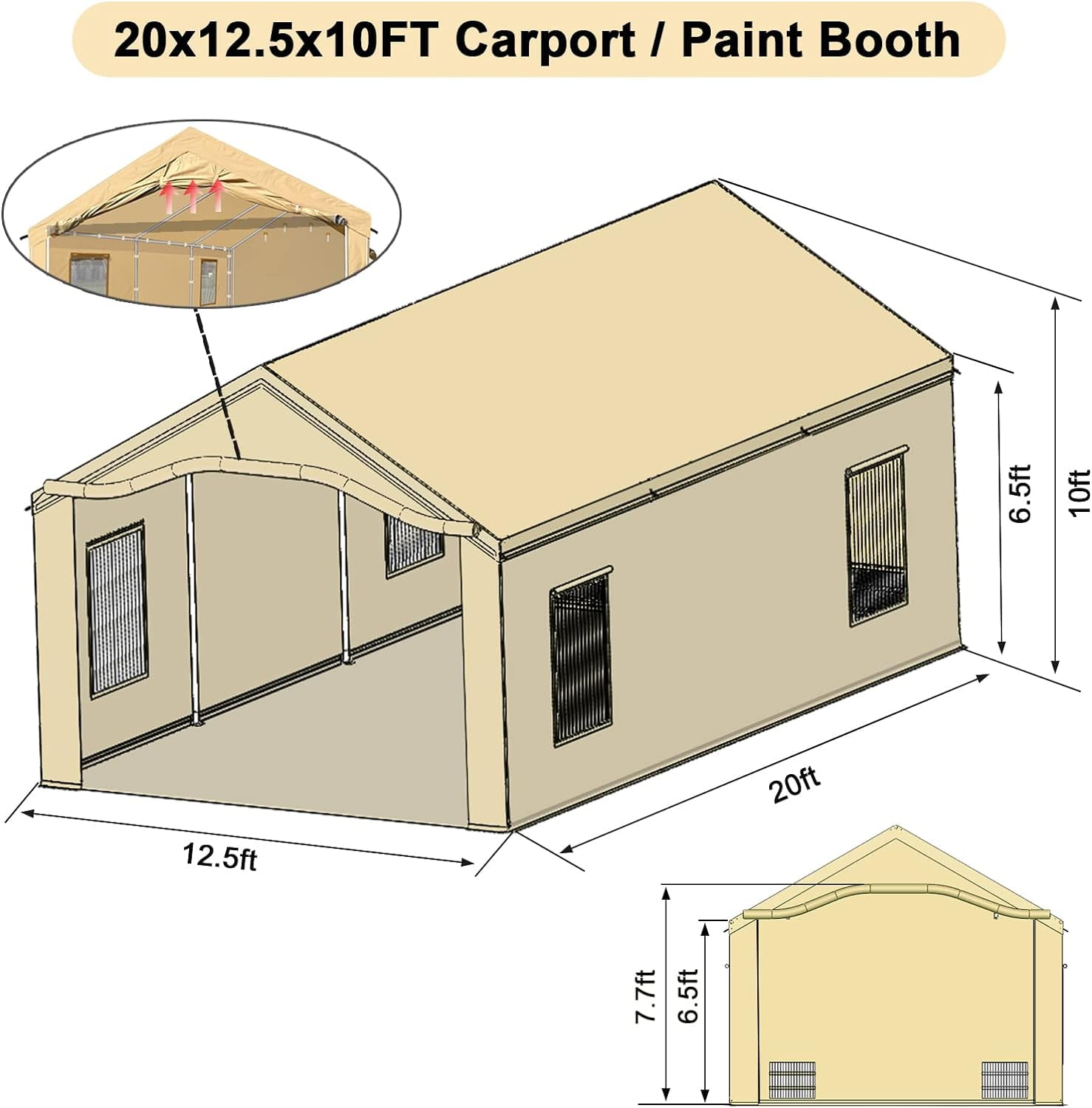 CooTentler Waterproof Portable Paint Booth for Cars Rainproof  Spray Booth Storage Shelter Portable Garage