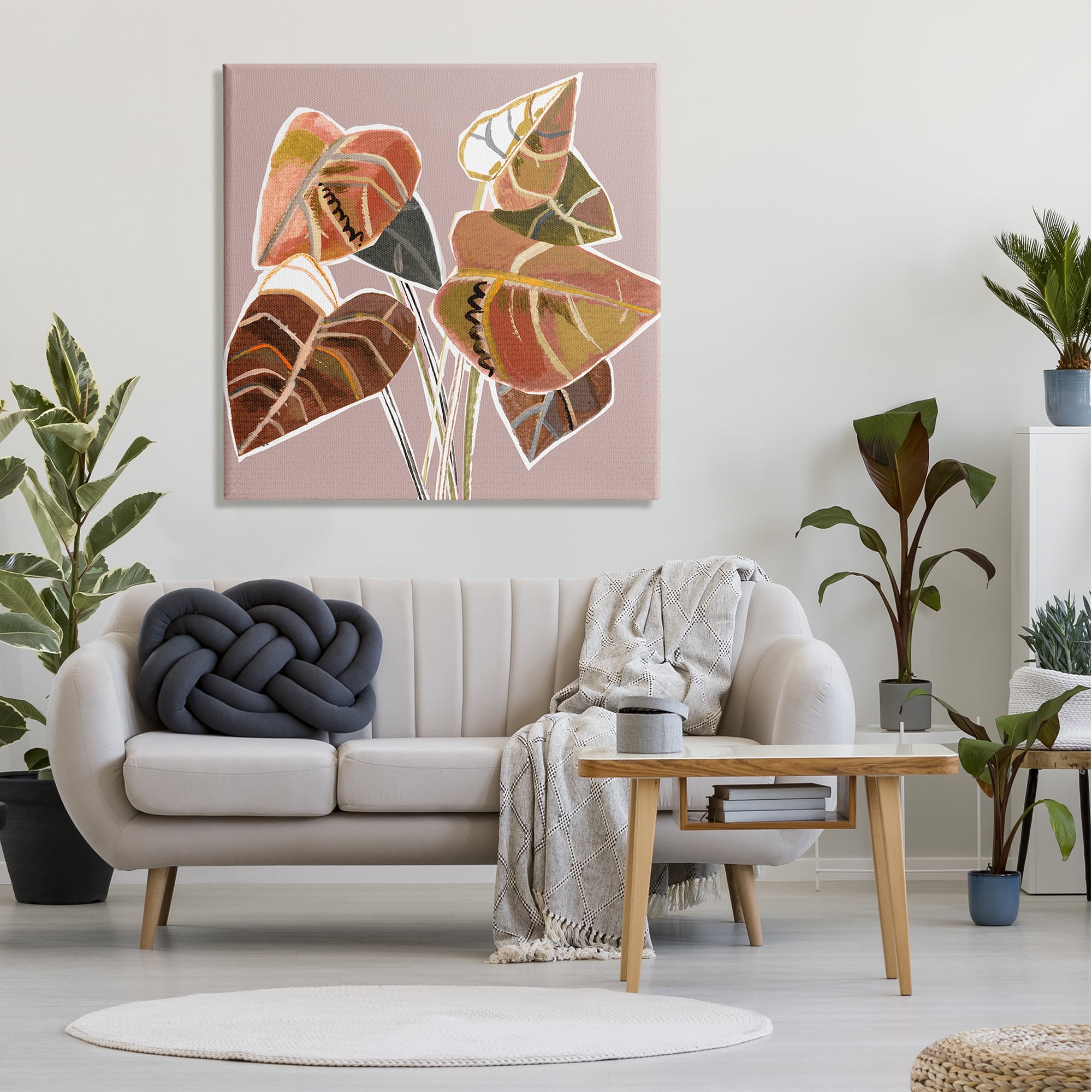 Stupell Industries Arrowhead Plant Vine Ornamented Fall Leaves Cubist Painting,36 x 36, Design by Pope