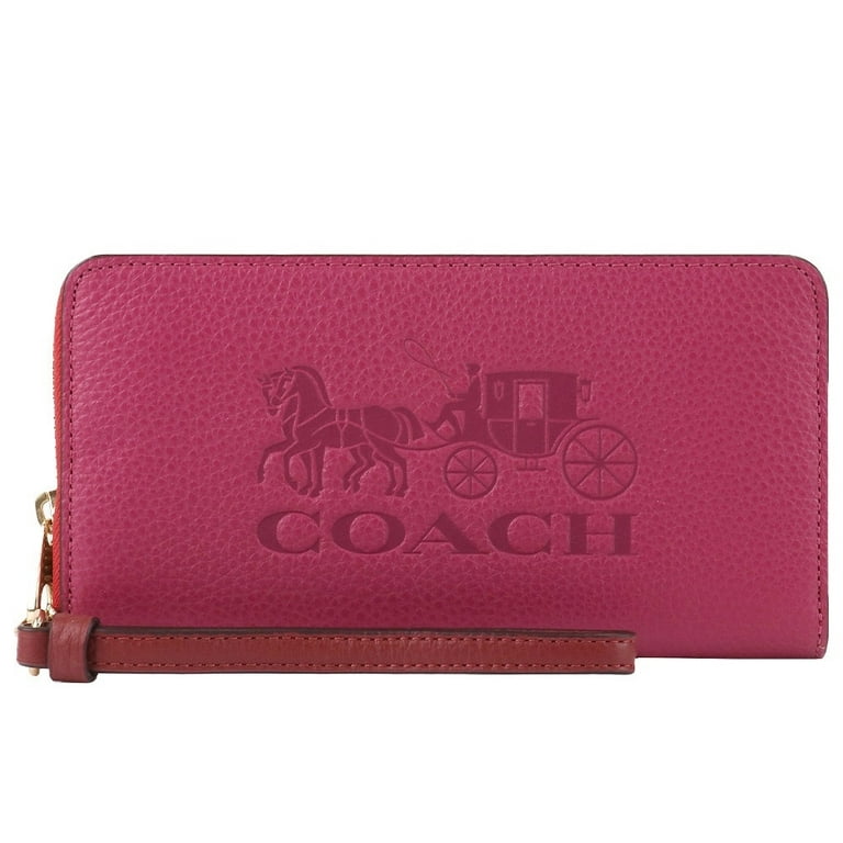 Coach Long Zip Around Wallet In Colorblock With Horse And Carriage,  Gold/Bright Violet