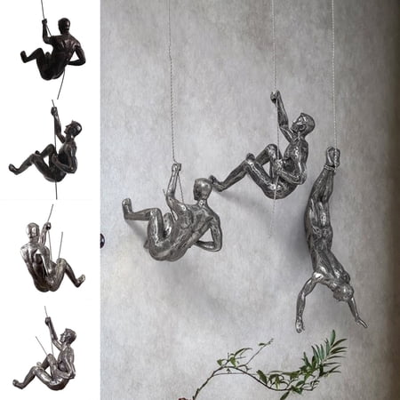 nbuaila Rock Climber Statue  Retro American Industrial Style Rock Climbing Statue  Hanging Metal Ring Design Resin Pendant  Suitable For Living Room Bar Coffee Shop Art Pendant Creative