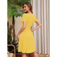 thumbnail image 5 of Chiclily Womens Summer Short Sleeve Casual Dresses V-Neck Boho Midi Dress with Pockets, Light Yellow L, 5 of 6