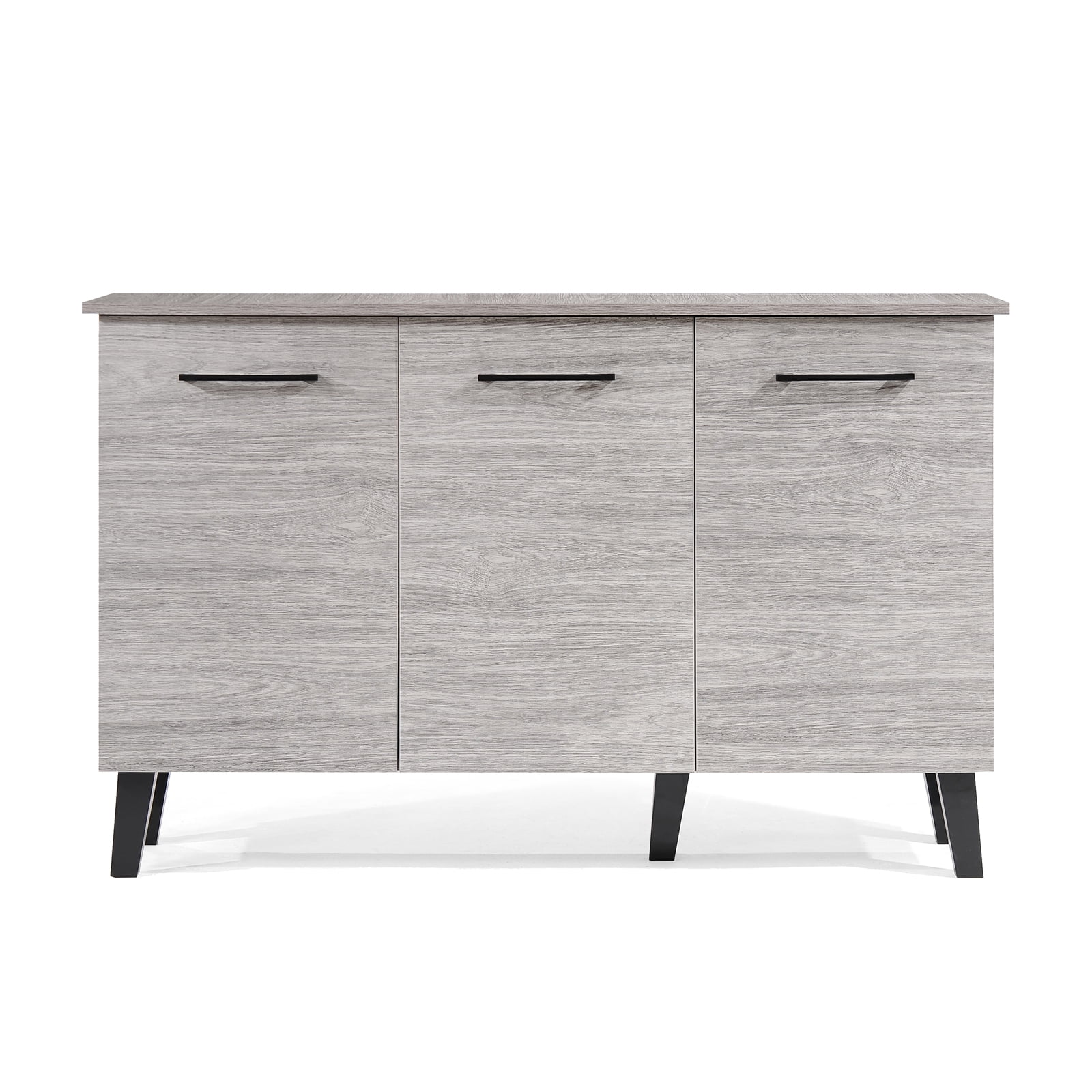 Kadyn Modern Fiberboard Multipurpose Sideboard, Fiberboard Sideboard Buffet Cabinet for Living Room Kitchen, Mid-century Storage Cabinet, Plaid Grey Oak