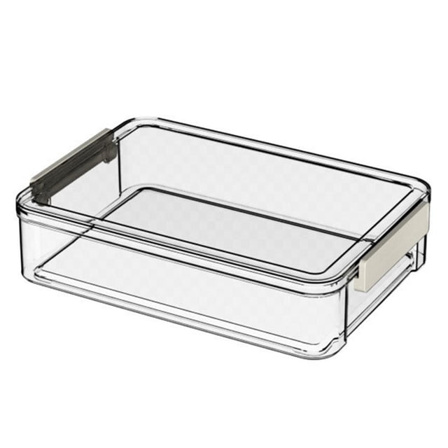 CSChome Boîte de Rangement Transparente Organisateur de Documents Boîte Poignée Confortable Conteneur de Rangement Transparent