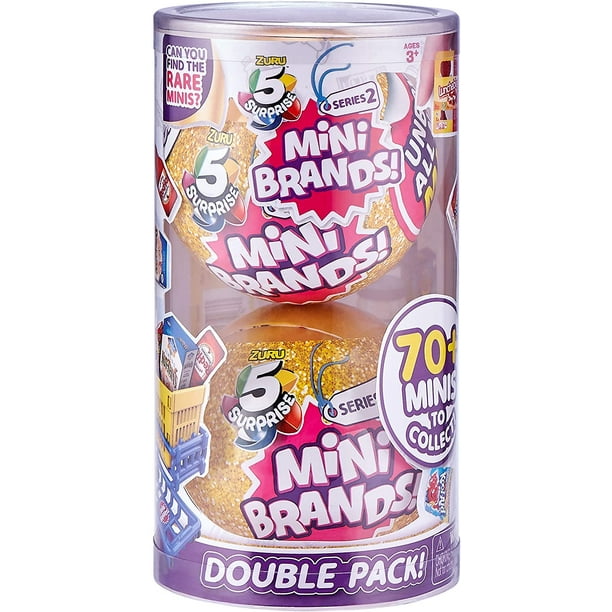 5 Surprise Mini Brands Mystery Capsule Real Miniature Brands Collectible  Toy (2 Pack) (PVC Tube Packaging) by ZURU, Gold