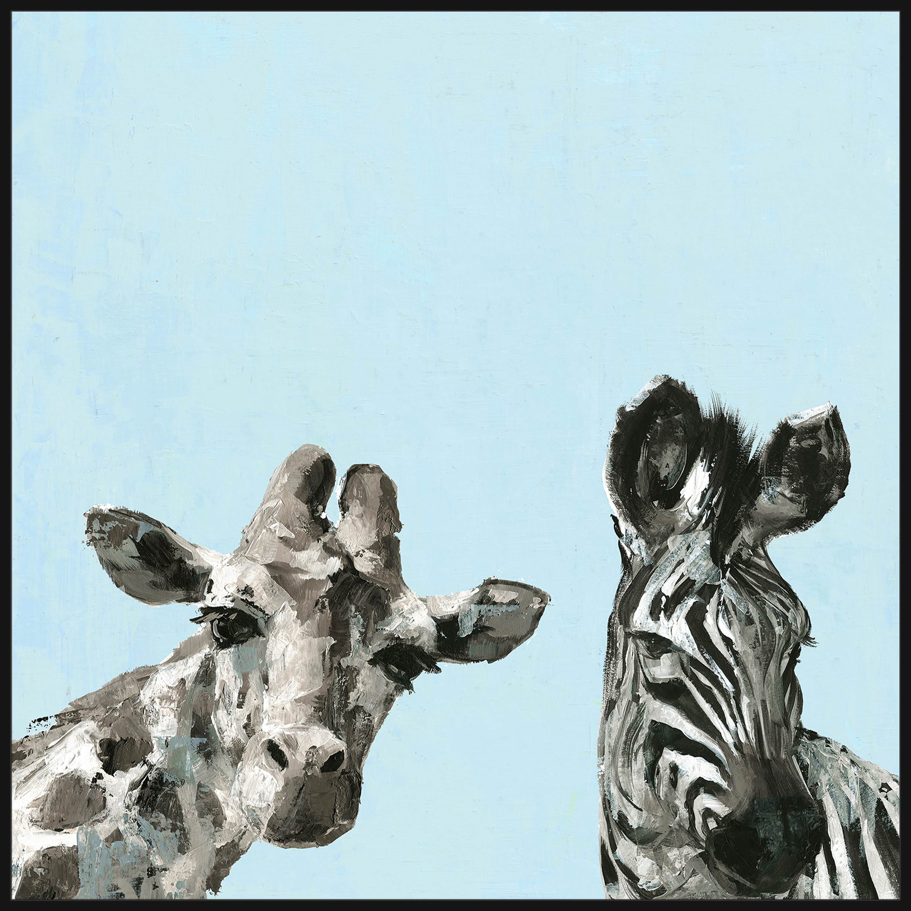Giraffe and Zebra III Floater Framed Painting Print on Canvas