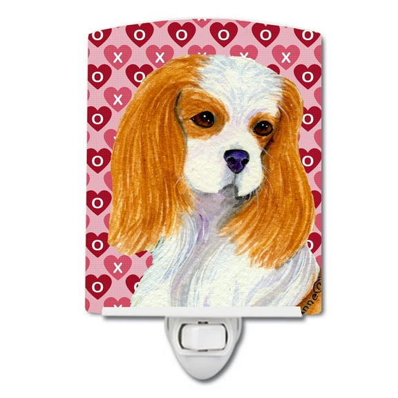 Caroline's Treasures SS4527CNL Cavalier Spaniel Hearts Love and Valentine's Day Portrait Ceramic Night Light, 6x4x3",