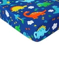 JISEN Dinosaur Cotton Toddler Bedding Set Blue Toddler Bed Sheet and