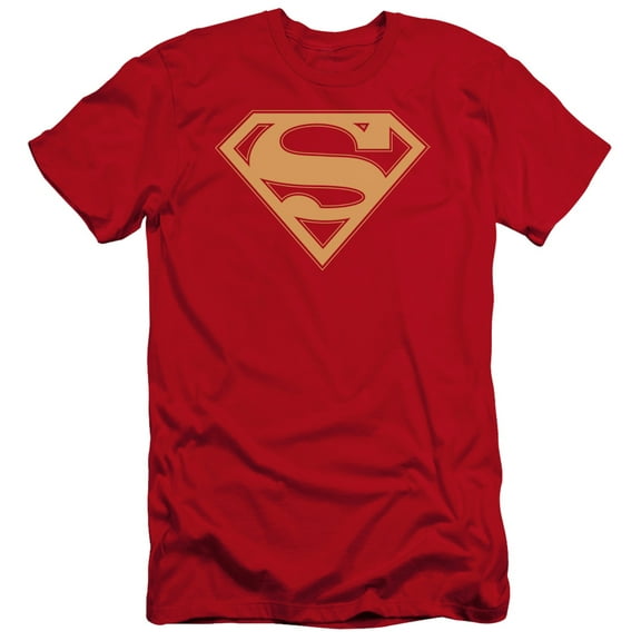 Superman - Red & Gold Shield - Premium Slim Fit Short Sleeve Shirt - Large