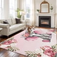 thumbnail image 3 of Pink Elephant Area Rugs Collection 5'x7', Cute Wildlife Animals Watercolor Flowers Non Slip Indoor Rectangle Throw Runner Rug Floor Mat Carpet for Living Room Dining Table Bedroom Nursery, 3 of 9