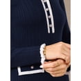 thumbnail image 4 of DARING DIVA Women's Long Sleeve Sweater Ruffled Trim Dress XL Navy Blue, 4 of 7
