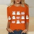 thumbnail image 2 of Enjoytime Halloween Shirts for Women Ghost Printed 3/4 Sleeve Tops Casual Round Neck Cute Blouses Fall Winter Plus Size Clothes, 2 of 4