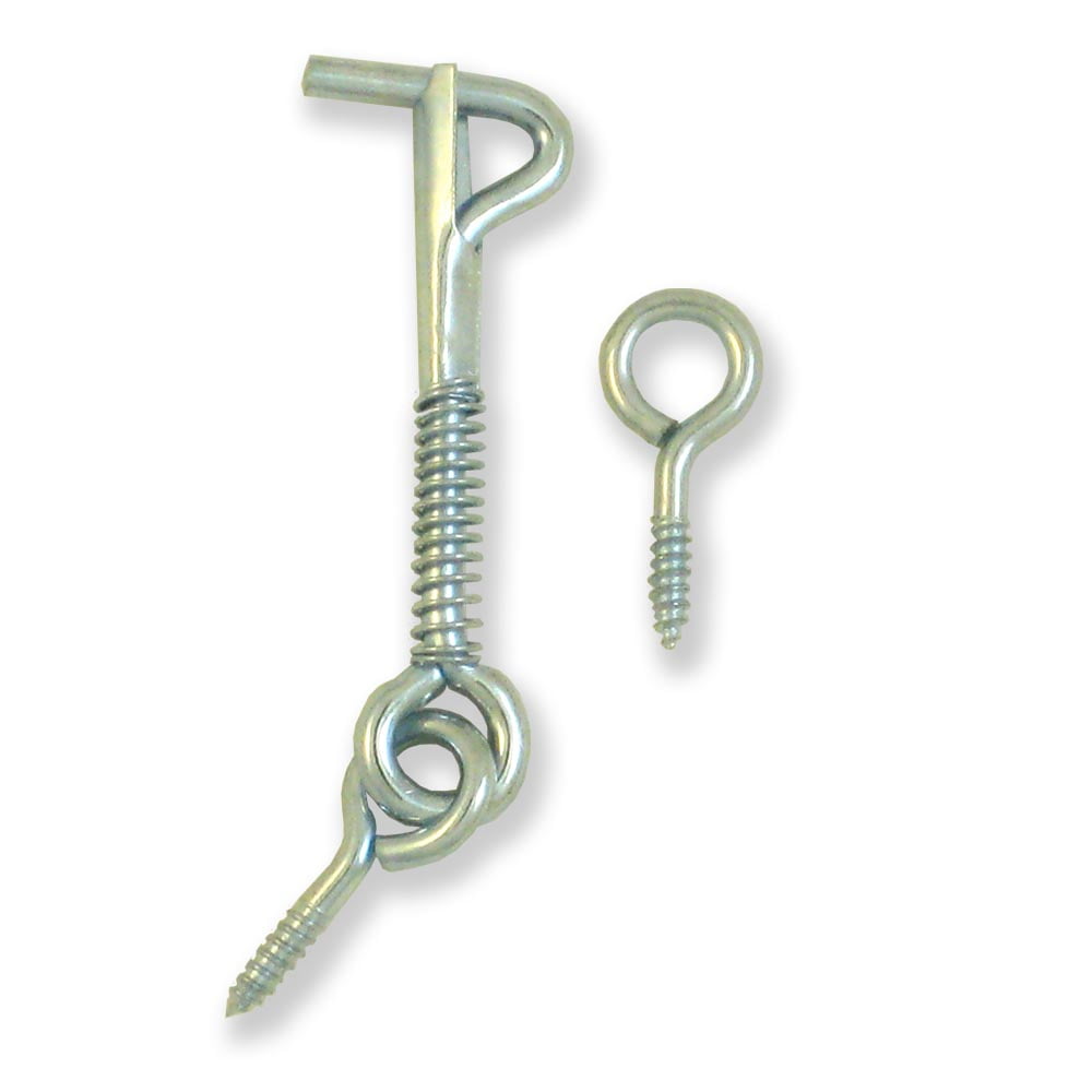 Hook and eye latch with spring sale