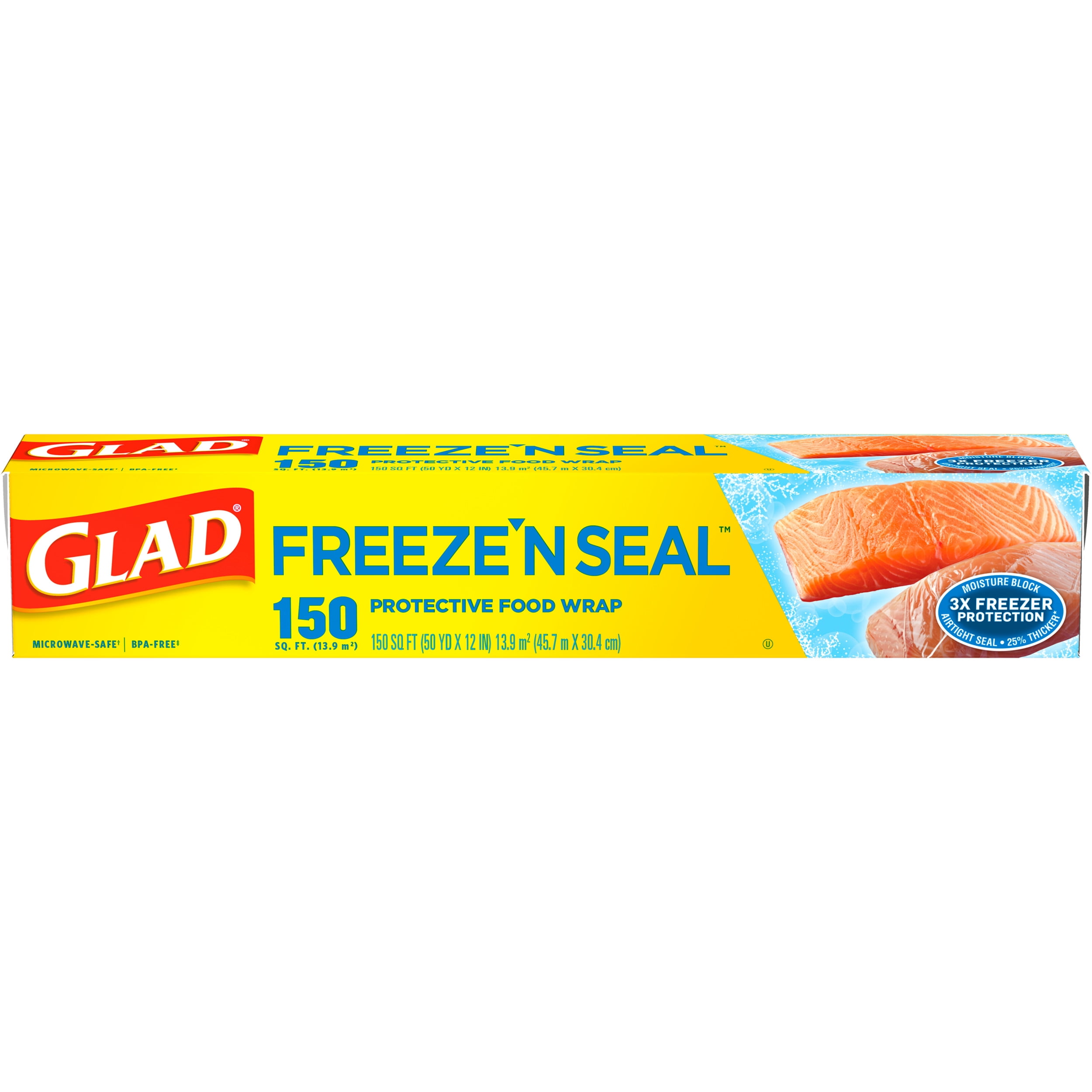 Glad Freeze N Seal Plastic Food Wrap, 150 Square Foot Roll