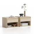 thumbnail image 3 of Joyyskill Mid Century Modern Floating Nightstand Set of 4, Wall Mounted End Table with Drawer and Open Compartment Wooden Bedside Night Stand Small Storage Cabinet, Light Oak, 3 of 7