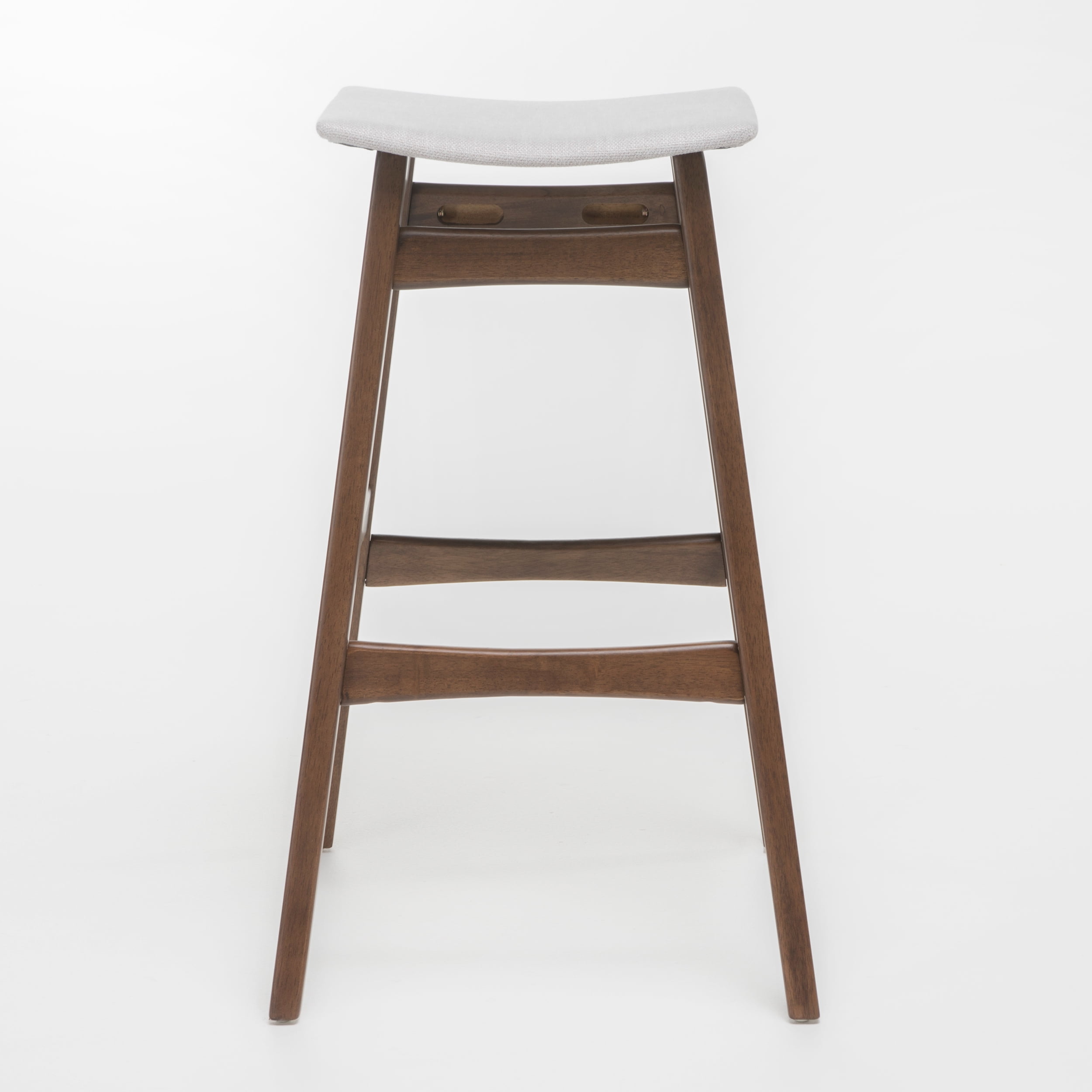 Noble House Jackie Indoor Walnut Finish Bar Stools, Set of 2, Light Beige