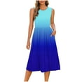 thumbnail image 2 of THDHVS Maxi Dresses for Women 2025,Women's Casual Dresses,Fashion Women's Casual Print Short Sleeve Round Neck Pocket Dress Blue S, 2 of 6