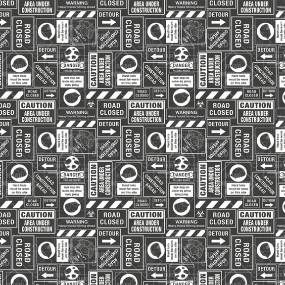 Camelot Fabrics Tonka Truck Fabric Street Signs in Black 100% Cotton Fabric sold by the yard