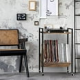 thumbnail image 7 of Vinyl Record Player Stand Table w/Wheel Storage Shelf Small End Table Book Shelf, 7 of 7