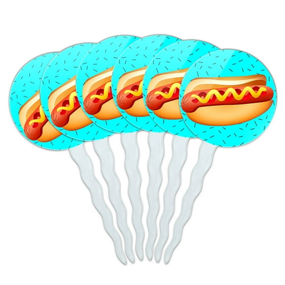 Hot Dog of Awesomeness Cupcake Picks Toppers - Set of 6