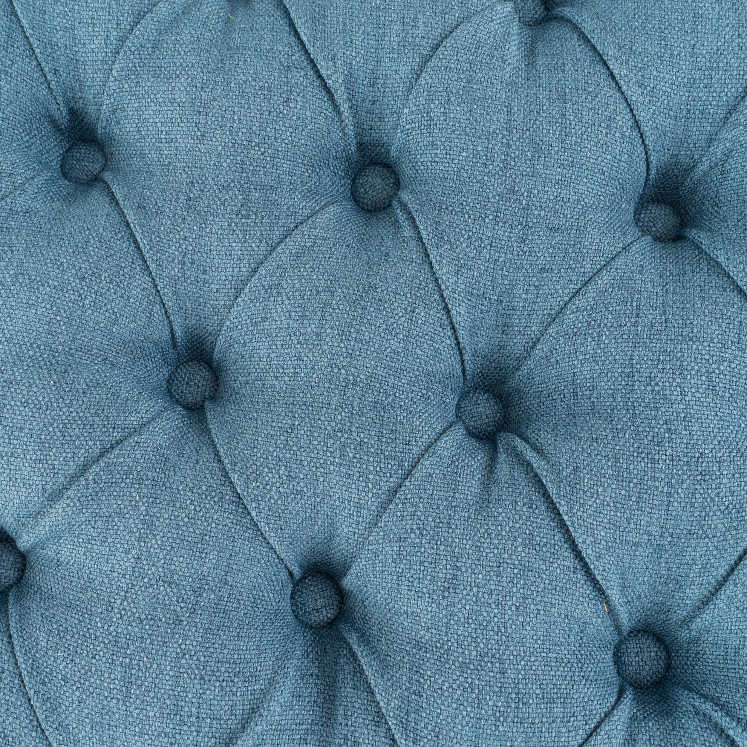 Noble House Julia Tufted Fabric Storage Ottoman, Blue