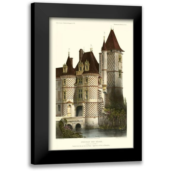 Petit, Victor 10x14 Black Modern Framed Museum Art Print Titled - French Chateaux in Brick II